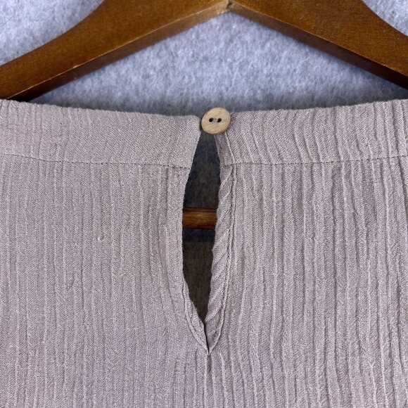 Soft Surrounding Shirt Women's 3X Taupe Crinkle Tunic Button Hem Lagenlook Boho - Picture 10 of 12